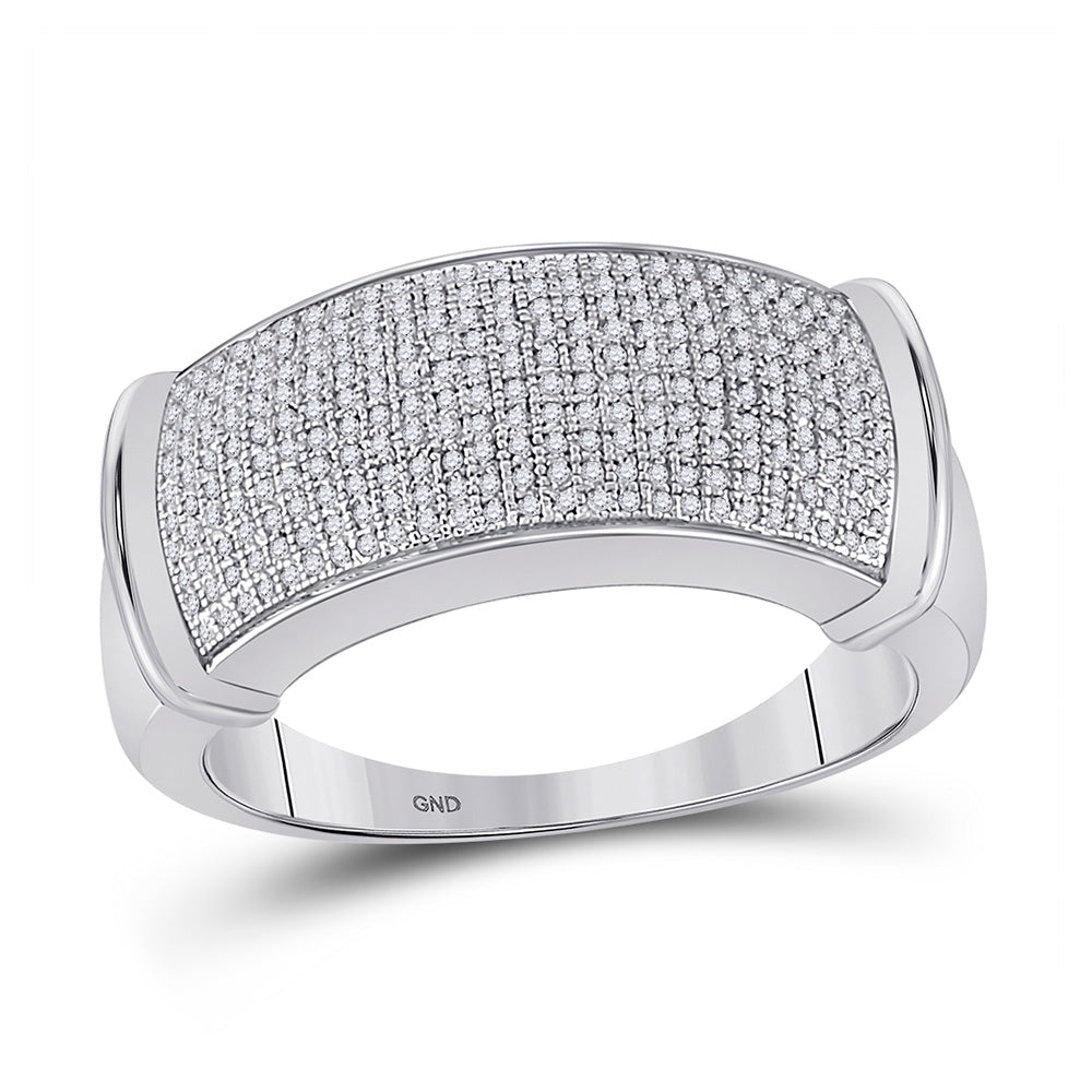 Sterling Silver Mens Round Diamond Band Ring 1/2 Cttw