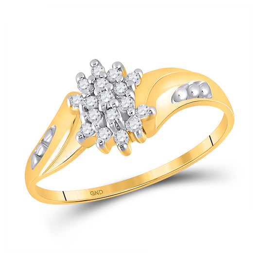 10kt Yellow Gold Womens Round Diamond Cluster Ring 1/8 Cttw