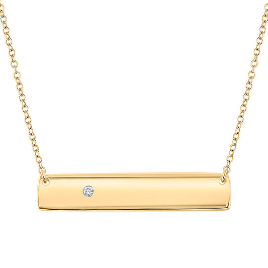 10kt Yellow Gold Womens Round Diamond Rectangle Bar Necklace .02 Cttw