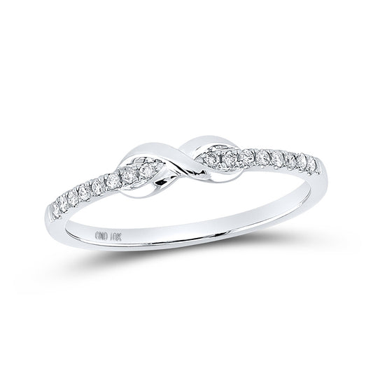 10kt White Gold Womens Round Diamond Infinity Knot Stackable Ring 1/10 Cttw