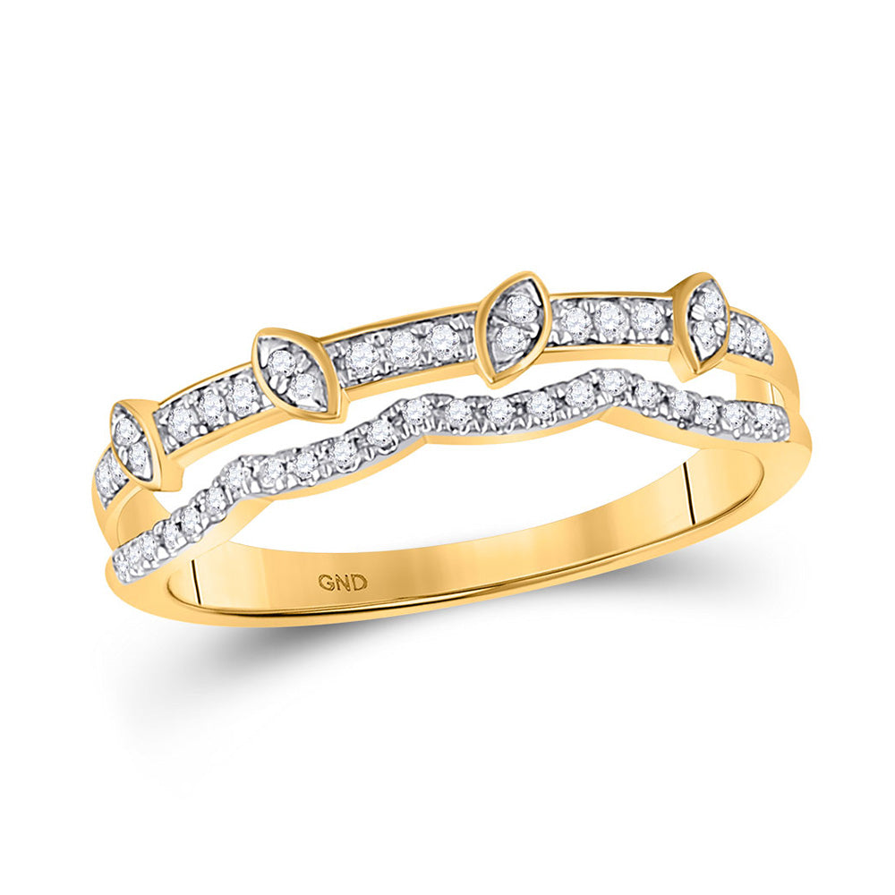 10kt Yellow Gold Womens Round Diamond Band Ring 1/5 Cttw