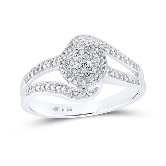 Sterling Silver Womens Round Diamond Cluster Ring .03 Cttw