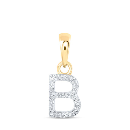 10kt Yellow Gold Womens Round Diamond B Initial Letter Pendant 1/20 Cttw
