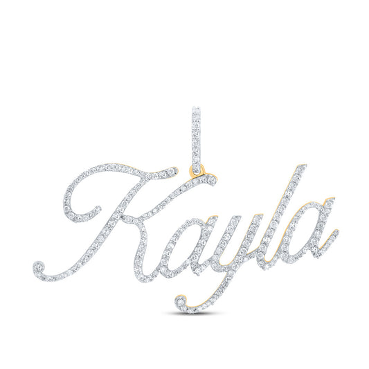 10kt Yellow Gold Womens Round Diamond KAYLA Name Pendant 7/8 Cttw