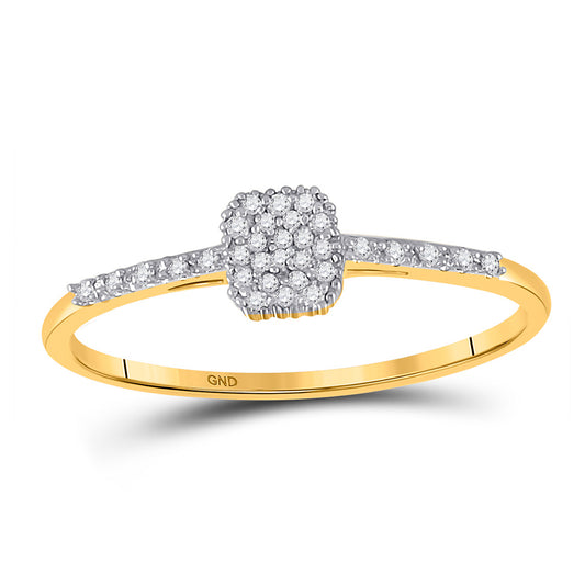 10kt Yellow Gold Womens Round Diamond Slender Cluster Ring 1/20 Cttw