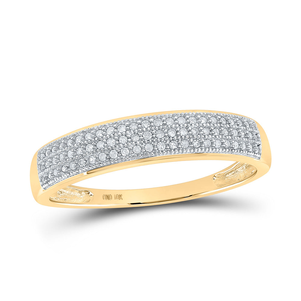 10kt Yellow Gold Mens Round Diamond Pave Band Ring 1/5 Cttw