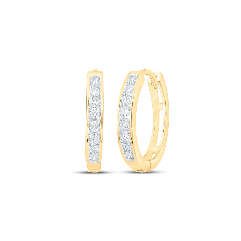 10kt Yellow Gold Womens Round Diamond Hoop Earrings 1/4 Cttw