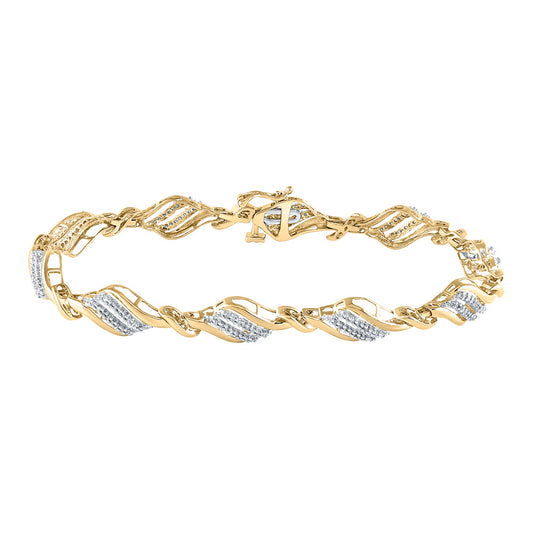 10kt Yellow Gold Womens Round Diamond Fashion Bracelet 1/2 Cttw