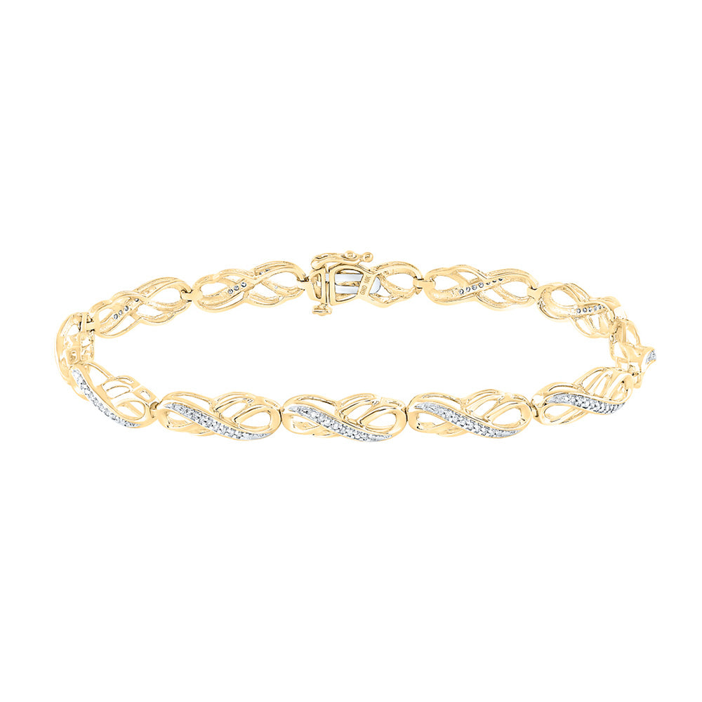 10kt Yellow Gold Womens Round Diamond Infinity Bracelet 1/4 Cttw