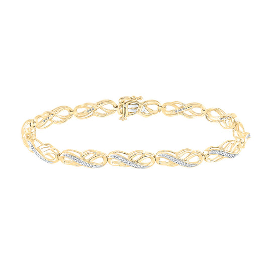 10kt Yellow Gold Womens Round Diamond Infinity Bracelet 1/4 Cttw